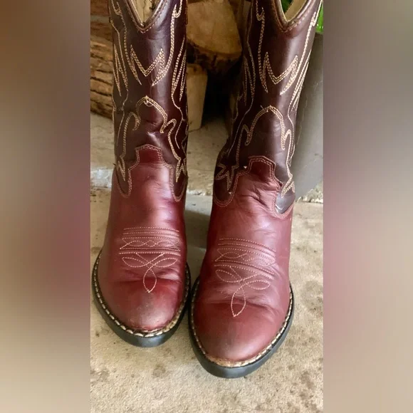 Old West Child size 10  Cowboy Boots Leather - Picture 7 of 11